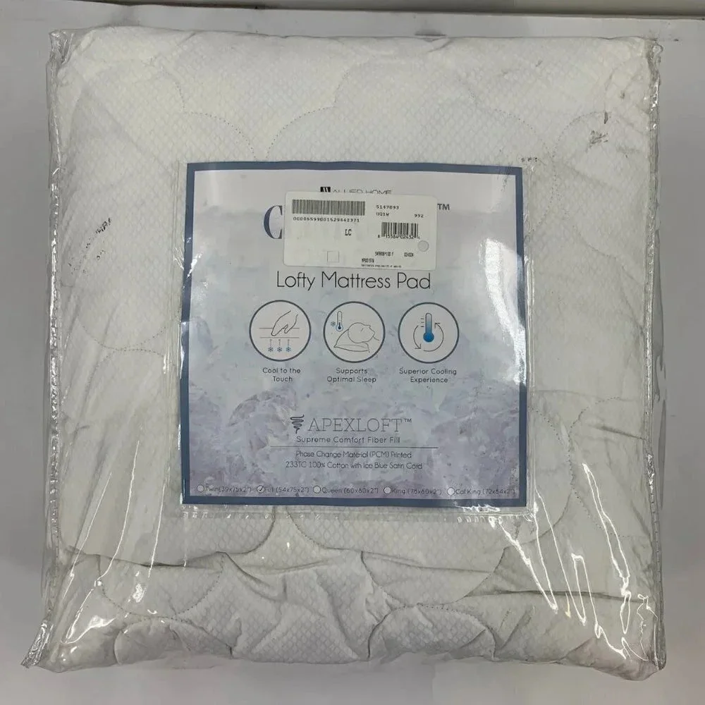 Allied Home Lofty Mattress Pad Apex Cooling‎ Comfort Mattress Pad Size Full NWT